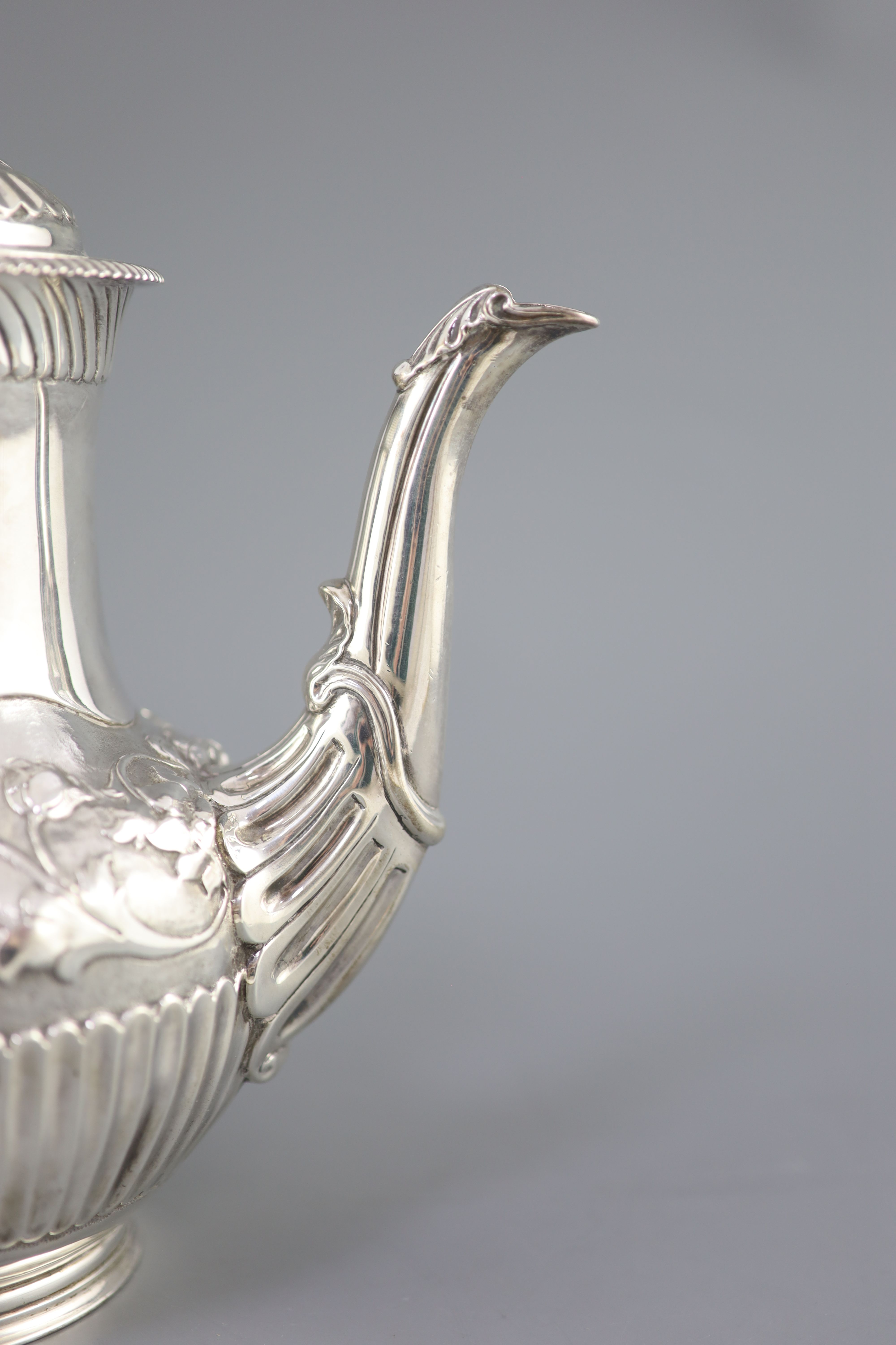 A Victorian silver coffee pot by Richard Sibley II,